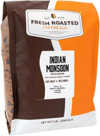 Fresh Roasted Coffee, Indian Monsoon Malabar, 5 lb (80 oz), Light Roast, Kosher, Whole Bean