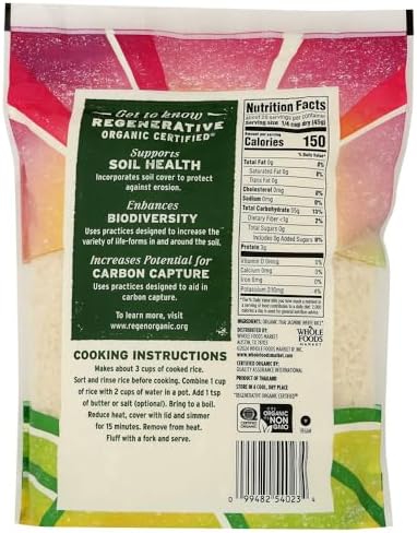 WHOLE FOODS MARKET Organic Regenerative Jasmine White Rice, 32 OZ