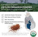 One Farm by WAAYB Organic Ceylon Cinnamon, Single Estate, Freshly Ground Premium Sri Lanka Cinnamon, Non-GMO, Fair-Trade & Gluten Free in Resealable Jar for Cooking, Smoothies, Lattes & Tea