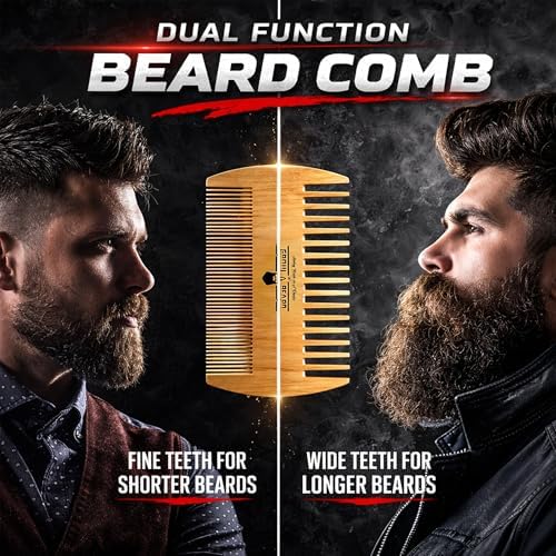 Beard Brush, Beard Comb, Beard Oil, & Beard Balm Grooming Kit for Men's Care, Travel Facial Hair Set for Growth, Styling, Shine & Softness, Great Gifts for Him, Fathers Day, Dad Gifts