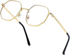 JOVAKIT Polygon Blue Light Blocking Glasses for Women Men Vintage Octagon Square Non-prescription Metal Eyeglasses