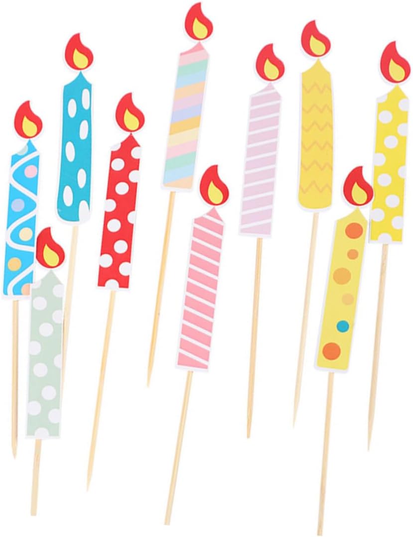 50Pcs Candle Pattern Cake Toppers Festive Candle Shaped Decorations for Birthday Parties and Celebrations