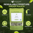 Biokoma Organic Birch Leaf Tea Loose Dried Leaves 50g 1.76oz - Detox Support Digestion Immunity Herbal Tea - USDA Organic - Resealable Moisture Proof Pouch - No Additives - Non GMO - Kosher