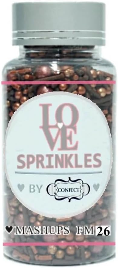 Confect Chocolate Sprinkle Mix with Bronze Pearls | Fusion Decorative Cake Topping for Cupcakes, Cookies & Desserts – Edible Confetti Sprinkle Decoration | Vegan, Gluten-Free, Nut-Free, Soy-Free, Dairy-Free, Palm Oil-Free- 4.2 Oz