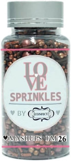 Confect Chocolate Sprinkle Mix with Bronze Pearls | Fusion Decorative Cake Topping for Cupcakes, Cookies & Desserts – Edible Confetti Sprinkle Decoration | Vegan, Gluten-Free, Nut-Free, Soy-Free, Dairy-Free, Palm Oil-Free- 4.2 Oz