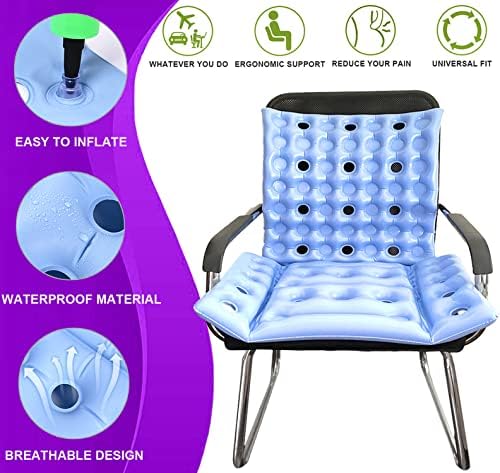 Inflatable Seat Cushion Anti-Decubitus Wheelchair Cushion, Breathable Backrest Air Cushion Bed Sore Cushions for Pressure Sores Pain Relief - Portable Travel Seat Pads for Airplane/Car/Office