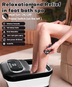 OOAMBB Collapsible Foot Spa with Heat, Bubble and Temp Control, Remote, Foot Bath Massager with XL Touch Screen and Massage Rollers, Foot Soaking Tub, Pedicure Foot spa for Stress Relief (Black)