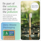 VIVAGO Bamboo Toothbrushes Extra Soft Bristles 4 Pack - Ultra Soft Toothbrushes for Adults - Eco-Friendly, Natural Wooden Toothbrush