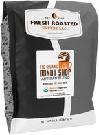 Fresh Roasted Coffee, Organic Donut Shop Whole Bean Coffee, Medium Roast, USDA Organic, Kosher, 5 lb (80 oz)