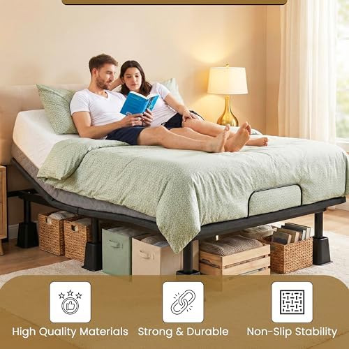 Kings Brand Furniture 6-inch Bed Risers - Set of 4 Black Heavy Duty Stackable Furniture Risers for Under Bed Storage, Desk, Sofa, Couch