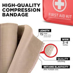 Premium Elastic Bandage Wrap - 4pk (2x3in, 2x4in) + 12 Extra Clips - Strong Compression Bandage Wrap for Leg, Arm, Wrists, Elbow, Ankles, Feet and Knees - for First Aid Kit and After Surgery Recovery