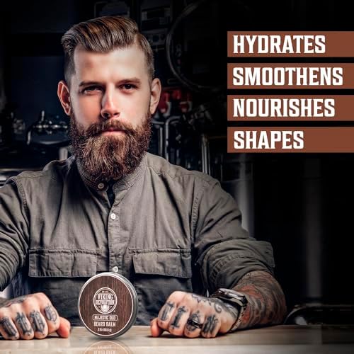 Viking Revolution Majestic Oud Beard Balm for Men and Majestic Oud Beard Oil Bundle - With Argan and Jojoba Oils - Soften and Moisturize your Beard