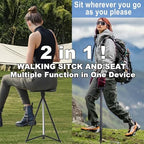 Walking Cane with Seat for Men & Women, Lightweight Anti-Slip Walking Stick with Carry Bag, Portable Stool for Senior & Adults, Foldable Cane Chair for Travel Hiking