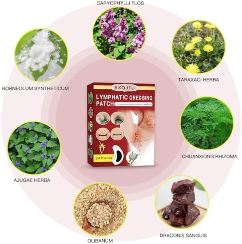 24Pcs/Box Herbal Lymph Nodes Patch,Lymphatic Drainage Patch/Patches,Herbal Lymphatic Drainage Care Patch,Neck Lymph Nodes Patch, Lymphatic Massage for Men and Women