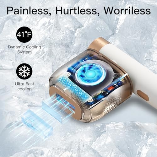 Laser Hair Removal, BoSidin IPL Hair Removal with Painless Ice-Cooling, 2-in-1 Face SR Rejuvenation, 6+1 Modes, 6 Levels Hair Removal for Women Permanent, Laser Hair Removal Kit with Shaver, Goggles