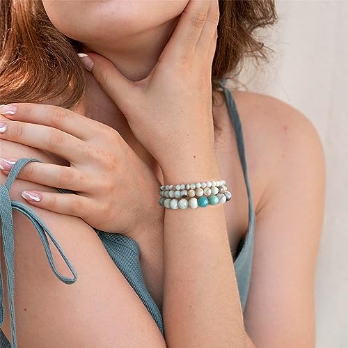 3 PCS Healing Crystal Bracelets for Women 8mm Natural Stone Beaded Stretch Bracelet Amethyst Jewelry Gifts