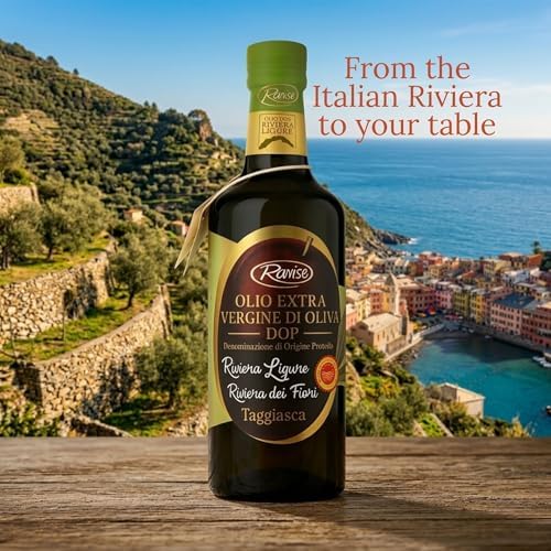 Ranise Riviera Ligure DOP Extra Virgin Olive Oil – Cold Pressed, 100% Italian Taggiasca Olives, Imported from Italy – Delicate, Fruity with Almond Notes – Premium Authentic Gourmet EVOO – 16.9 fl oz (500 ml)