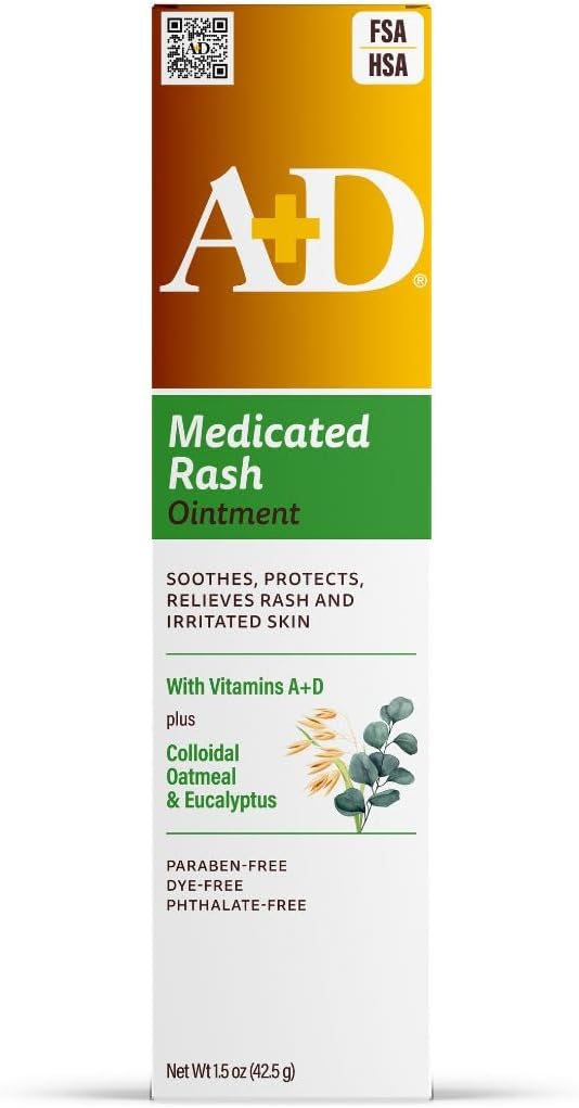 A+D Medicated Rash Ointment 1.5 oz– Relieves Rash & Skin Irritated Skin from Poison Ivy, Eczema, Beard, Bikini, Dry Skin, Chapped Skin, bug bites. Made with Colloidal Oatmeal