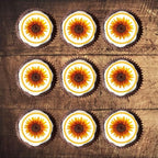 48 Sunflower Edible Cupcake Toppers, Wafer Card Cupcake Decorations, Mini Sunflower Edible Cake Decorations, Sunflower Cake Toppers - 48 x 1.18 Inch 3cm Uncut