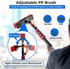 ANUU Telescopic Extension Pole Cleaning Kit for Cleaning Window Solar Panels Water Fed Pole Kit with 4-Hole Water Fed Brush Head Red (12-39Feet),30cmbrush-20FT/6M