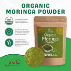 Jiva Organics Moringa Powder 1.25LB Bulk Bag - Moringa Oleifera Leaf Powder - Great for Hair, Rich in Immune Vitamin, Great Superfoods for Moringa Tea, Moringa Drink, India Grown, Vegan