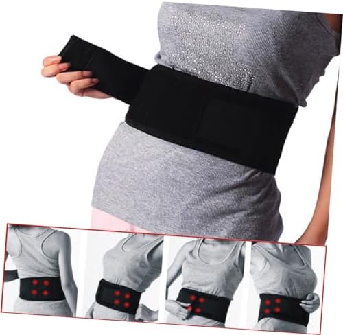 Portable Adjustable Self-heating Magnetic Therapy Waist Support Belt for Men Women Black with Dual Pull Straps for Lower Back Pain Relief and Compression