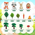 Woodland Animals Cake Topper with Fox Raccoon Hedgehog Rabbit Mushroom for Woodland Themed Birthday