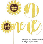 1-Pack Happy Birthday Cake Topper - Glitter Sunflower, First Birthday, Baby Shower, Summer Cake Decoration