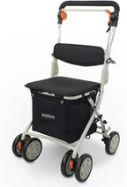 Mobiclinic®, Shopping Trolley with Seat, Mobility Walker, Walker with Wheels, Foldable, Rollator, Steel, Trolley with Backrest, Shopping Trolley on Wheels, Removable Bag, Directional Locking