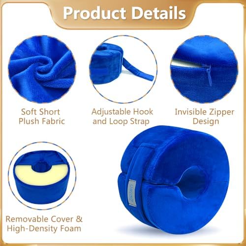 Zelen Foot Elevation Pillow Heel Ankle Elevator Wedge Foot Support Pillow Medical Ankle Cushion Feet Leg Rest for Bed Sore Pressure Ulcer Sleeping Elevated Foam Surgery Recovery (Blue, 1 PCS)