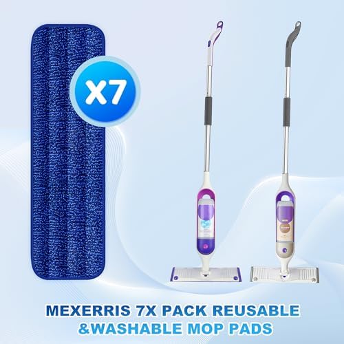 7 Count Reusable Microfiber Mop Pads for Swiffer PowerMop- MEXERRIS PowerMop Refills Hard Wood Floor Mop Pads Machine Washable, Wet Dry Dust Mop Pads Replacement for 13''-15'' Spray Wet Mops