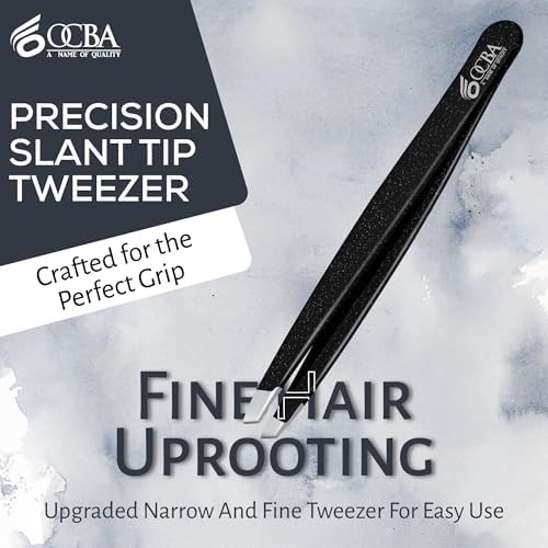 1 Pcs Tweezers for Facial Hair Women & Men for Precise Grooming of Eyebrows - Professional Stainless Steel Black Color Coated Eyebrow Tweezers for Ingrown Hair on Nose Ear (1 Pack Black)