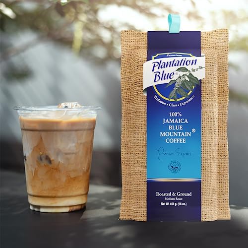 PREMIUM PLANTATION BLUE TRADITION CLASS EXPERIENCE 100% Jamaica Blue Mountain Coffee Medium Roasted and Ground (16oz)