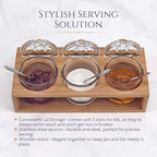 Badash Crystal Glass Jar Set - 10-Piece Glass Jars with Lids, Spoons, and Wood Stand for Jam, Honey, Spice, or Condiments - Ideal for Salad Dressing & Sauce