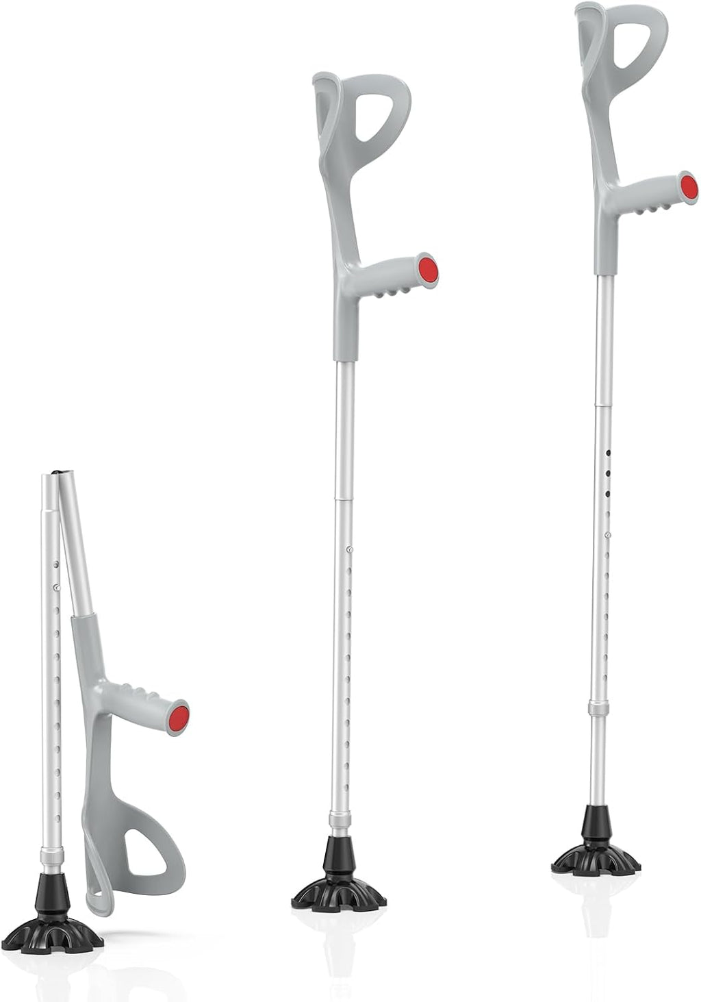 Foldable Forearm Crutches for Adults (Pair) – Adjustable Aluminum Elbow Crutches (Fits 5'2" to 6'5"), Lightweight & Travel-Friendly, Non-Slip Arm Crutches for Walking, Elderly, Disabled, Men & Women