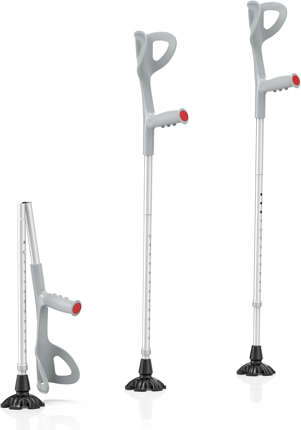Foldable Forearm Crutches for Adults (Pair) – Adjustable Aluminum Elbow Crutches (Fits 5'2" to 6'5"), Lightweight & Travel-Friendly, Non-Slip Arm Crutches for Walking, Elderly, Disabled, Men & Women