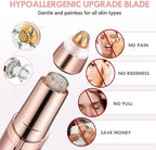 Eyebrow Trimmer for Women, Rechargeable Eyebrow Hair Remover, Painless Electric Razor with 2 x Replacement Heads, Eye Brow and Face Epilator Hair Removal (Rose Gold)