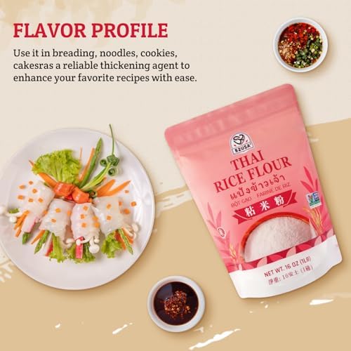 52USA Thai Rice Flour 32 Ounce (Basic), 1 Pound (Pack of 2), Rice Flour for Baking or Cooking, Product of Thailand, All Natural White Rice Flour, Vegan