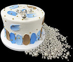 Edible Pearl Sugar Sprinkles Silver Candy 120g/ 4.2oz Mixing Size Baking Cake Decorations Cupcake Toppers Cookie Decorating Ice Cream Toppings Celebrations Shaker Jar Wedding Shower Party Chirstmas