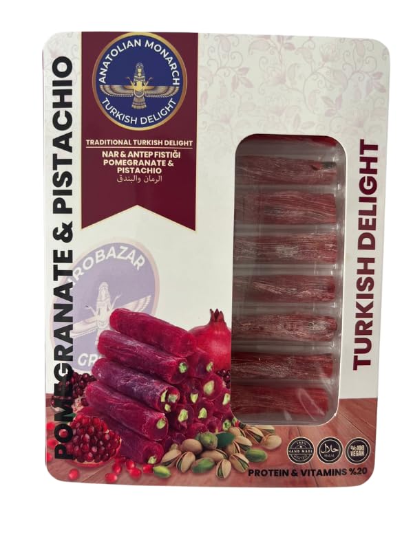 Handmade Turkish Delight Pomegranate Pistachio Lokum (125g) With Vitamin C, 20% High-Protein Formula, Made with Beetroot Juice (1)