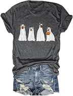 Halloween Pumpkin Shirts Women Fall T-Shirts Cute Autumn Graphic Tees Thanksgiving Tops