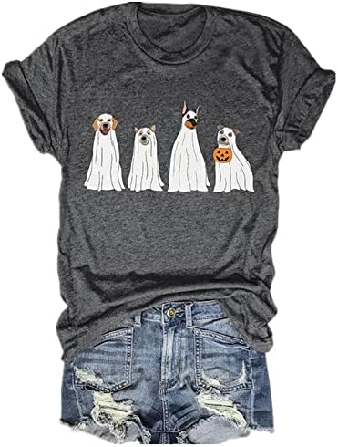 Halloween Pumpkin Shirts Women Fall T-Shirts Cute Autumn Graphic Tees Thanksgiving Tops