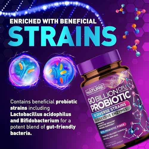 100 Billion CFU Probiotic - Daily Digestive Gut Health Supplement for Men & Women - Lactobacillus acidophilus, Bifidobacterium & Prebiotics - Non-GMO, Gluten & Dairy Free, Shelf-Stable - 60 Capsules
