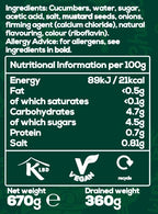 Mrs Elswood - Sweet Sour Cucumbers Pickled with Sweetener - 670g (Case of 6)