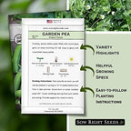 Sow Right Seeds - Sugar Snap Pea Seeds for Planting - Non-GMO Heirloom Peas to Grow in Vegetable Garden - High Yield Cool Season Crop - Packet with Instructions for Pea Plant Care (1)