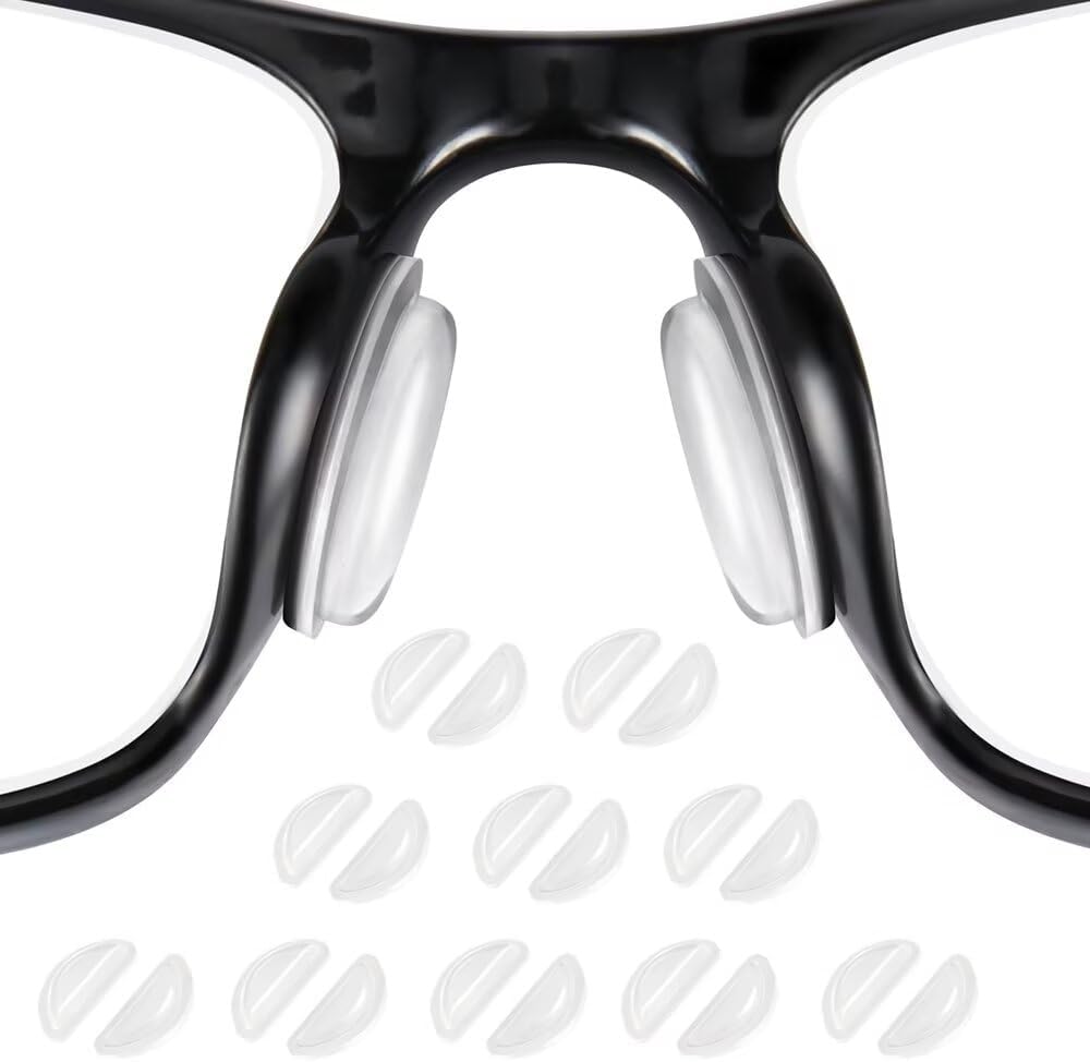 10-Pair Anti-Slip Eyeglass Nose Pads, Soft Silicone with Sticky Backing, Clear, Eyeglass Repair Kits