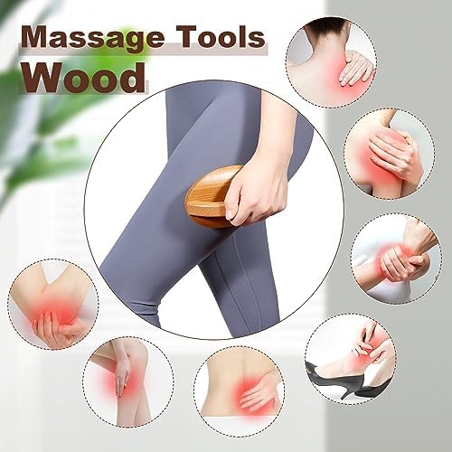 Wood Therapy Fascia Release Massage Tools, Manual Trigger Point Lymphatic Drainage Cellulite Massager, Wooden Massage Brush Gua Sha Body Sculpting Tool, Pain Relief and Body Shaping