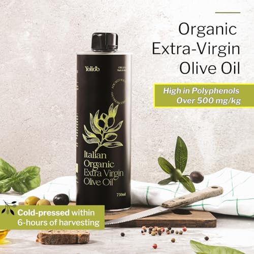 100% Italian Organic Olive Oil Extra Virgin | Polyphenol Rich Extra Virgin Olive Oil Cold Pressed EVOO | Early Harvest from Tuscany (26.4oz)