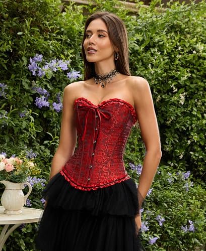 SZIVYSHI Corset Tops for Women, Bustier Shapewear Lingerie, Lace Waist Push Up Bodysuit