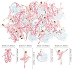 Ercadio 40 PCS Edible Ballerina Cupcake Toppers Pink Ballet Dancer Girl Cupcake Drink Topper Picks Dancing tutu Cake Decorations for Baby Shower Theme Ballet Girl Birthday Party Supplies